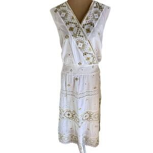 Soft Surroundings Embroidered Eyelet Lace Cotton Maxi Dress